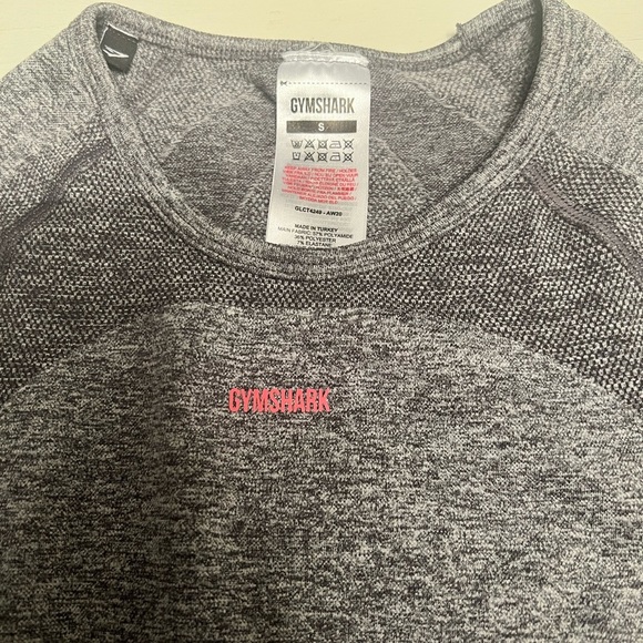 Gymshark Long Sleeve Crop Top Women's S Gray Pink Open Back Fitted Workout Shirt - Picture 3 of 3
